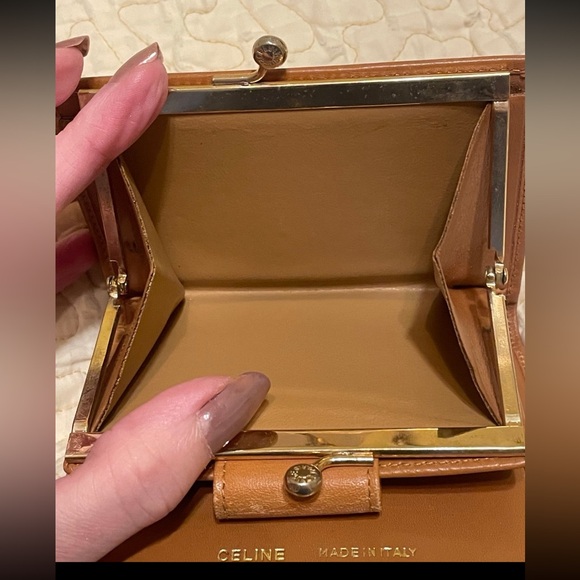 Celine Vintage EUC Paris Kisslock Compact Leather & Canvas Wallet - Picture 8 of 8